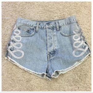 Carmar high rise jean shorts